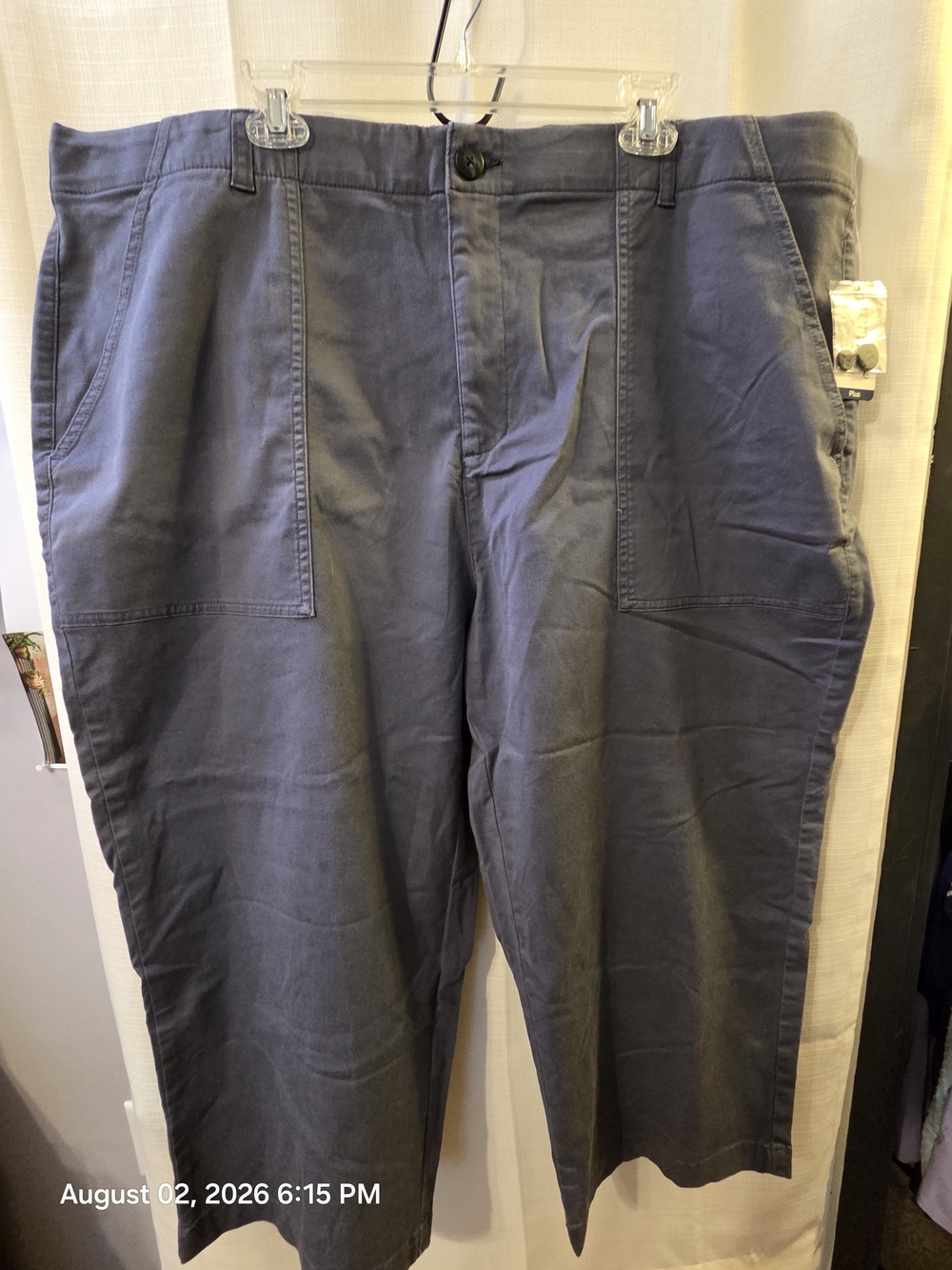Terra & Sky Navy Straight-Leg Patch Pocket Chinos